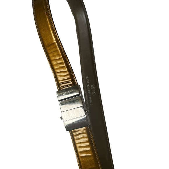 Gold Patent leather Gucci belt - Picture 2 of 4